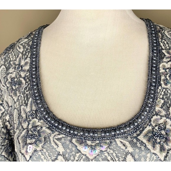 NWT Scala Blue Beaded Sequin Evening Gown Size L - Picture 3 of 12